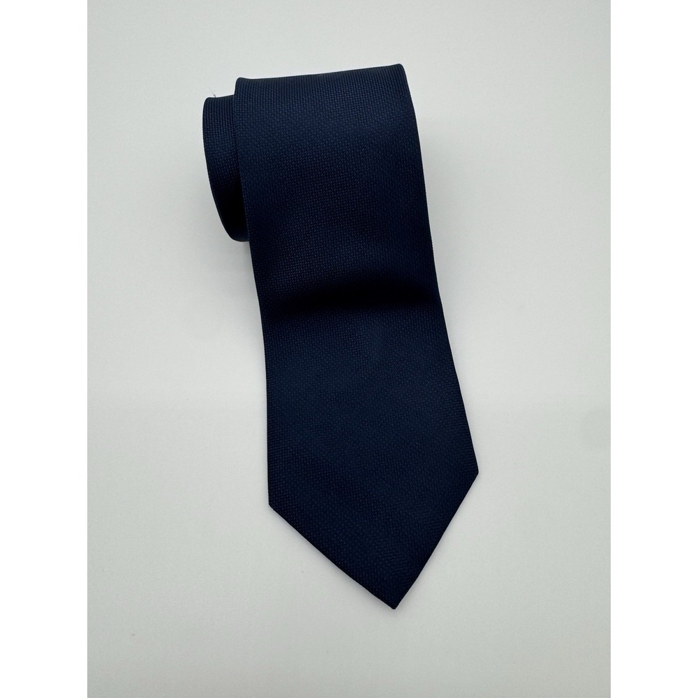 Calvin Klein Slim Silk Tie Blue Textured Solid Classic Neck Tie Mens